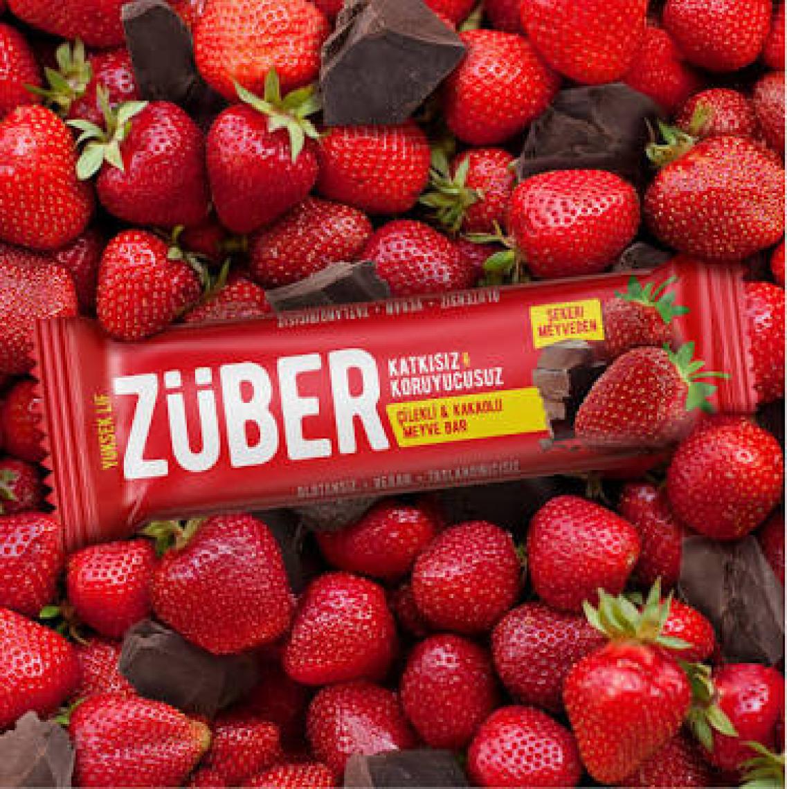Züber Çilekli ve Kakaolu Meyve Bar 40gr  X 12 Adet