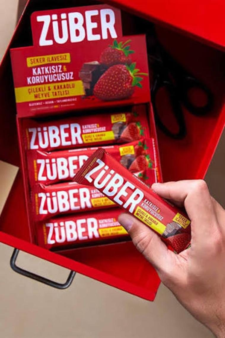 Züber Çilekli ve Kakaolu Meyve Bar 40gr  X 12 Adet