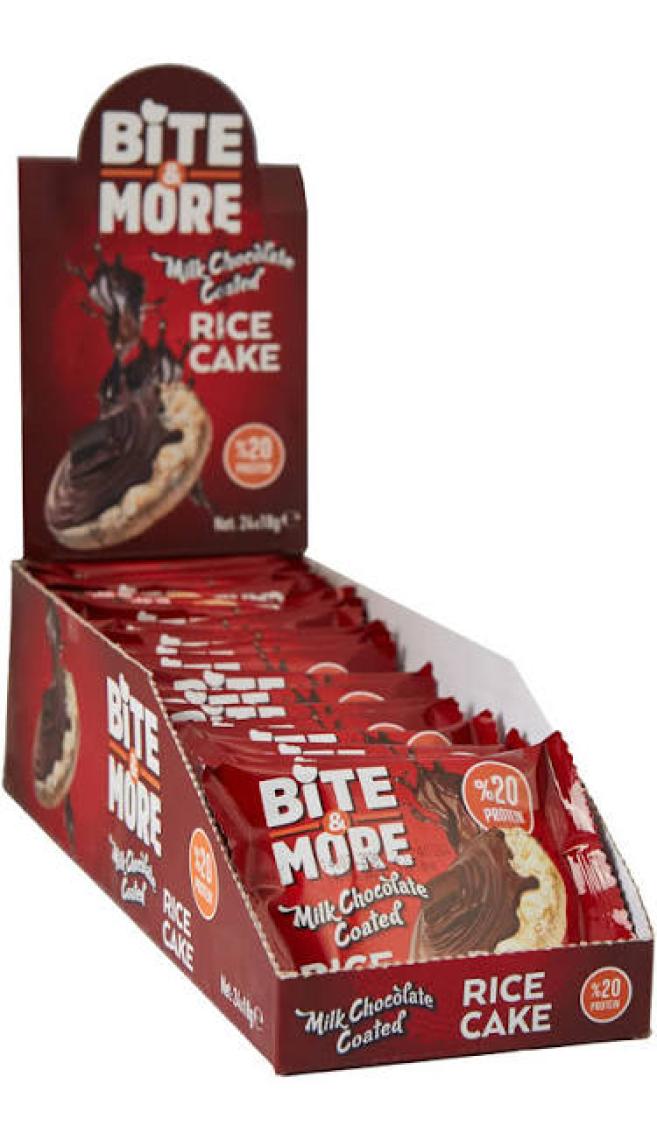 Bite & More Rice Cake 18 Gram x 24 Adet Milk Chocolate Coated (Pirinç Patlağı Sütlü Çikolata Kaplı)