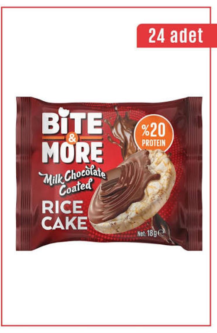 Bite & More Rice Cake 18 Gram x 24 Adet Milk Chocolate Coated (Pirinç Patlağı Sütlü Çikolata Kaplı)
