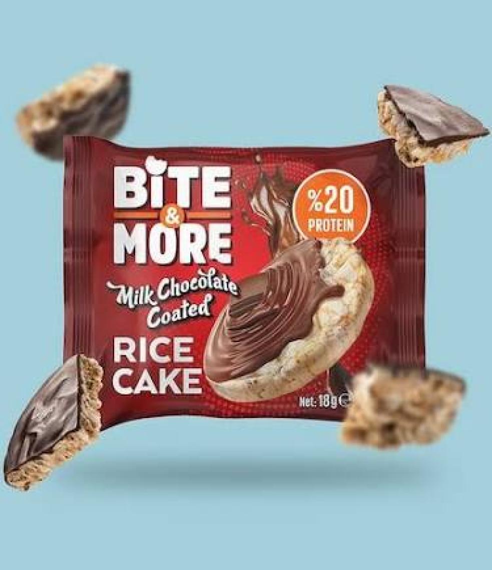 Bite & More Rice Cake 18 Gram x 24 Adet Milk Chocolate Coated (Pirinç Patlağı Sütlü Çikolata Kaplı)
