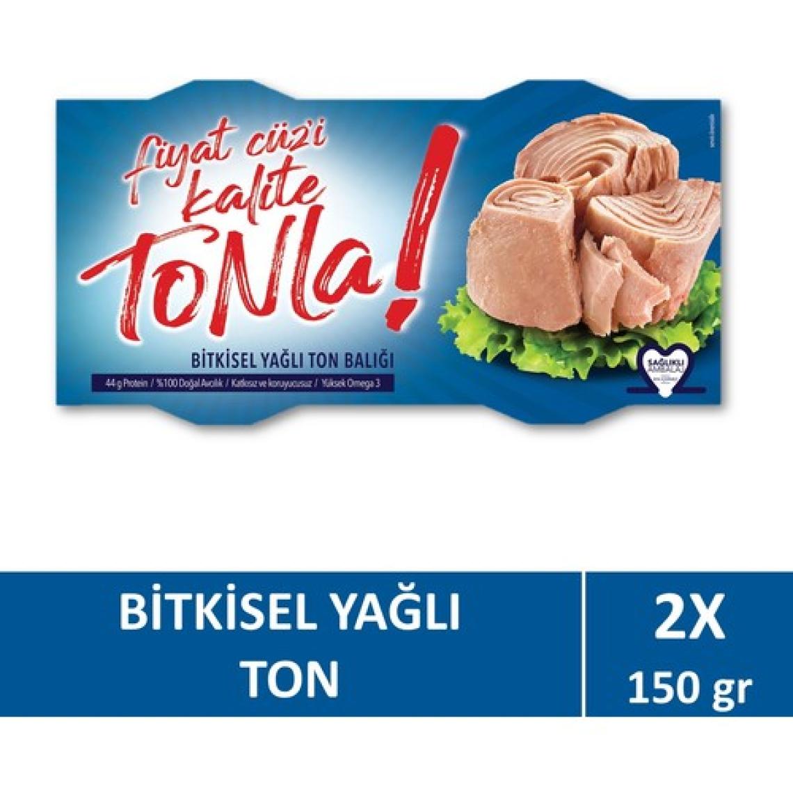 Kalite Tonla Ayçiçek Yağlı Ton Balığı 2x150 gr