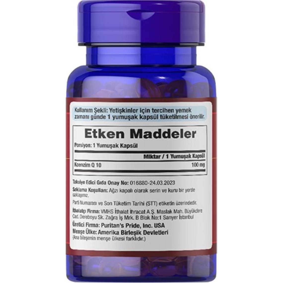 Puritan's Pride Co Q-10 100 Mg 30 Kapsül