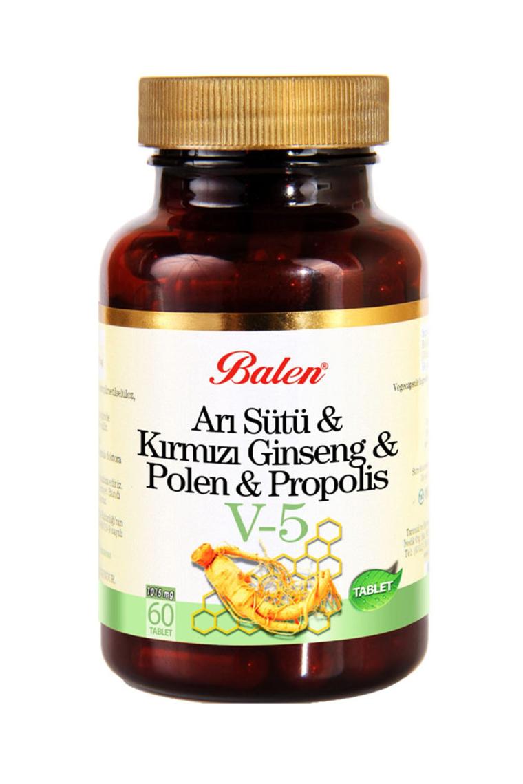 Balen (V5) Arı Sütü & Kırmızı Ginseng & Polen & Propolis Tablet x 3 Adet