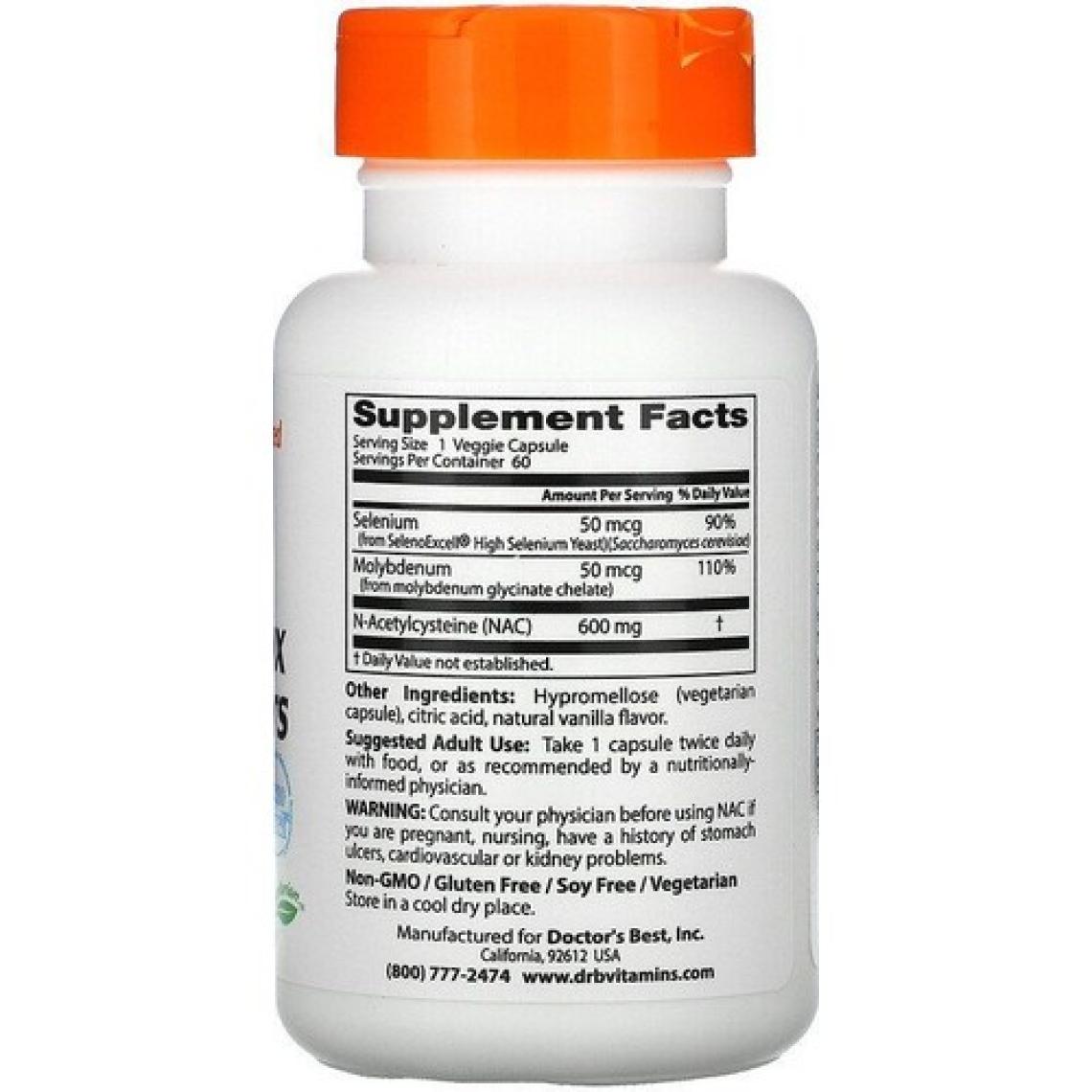 Doctor's Best Nac 600mg Doctors Best Nac Detox Regulators