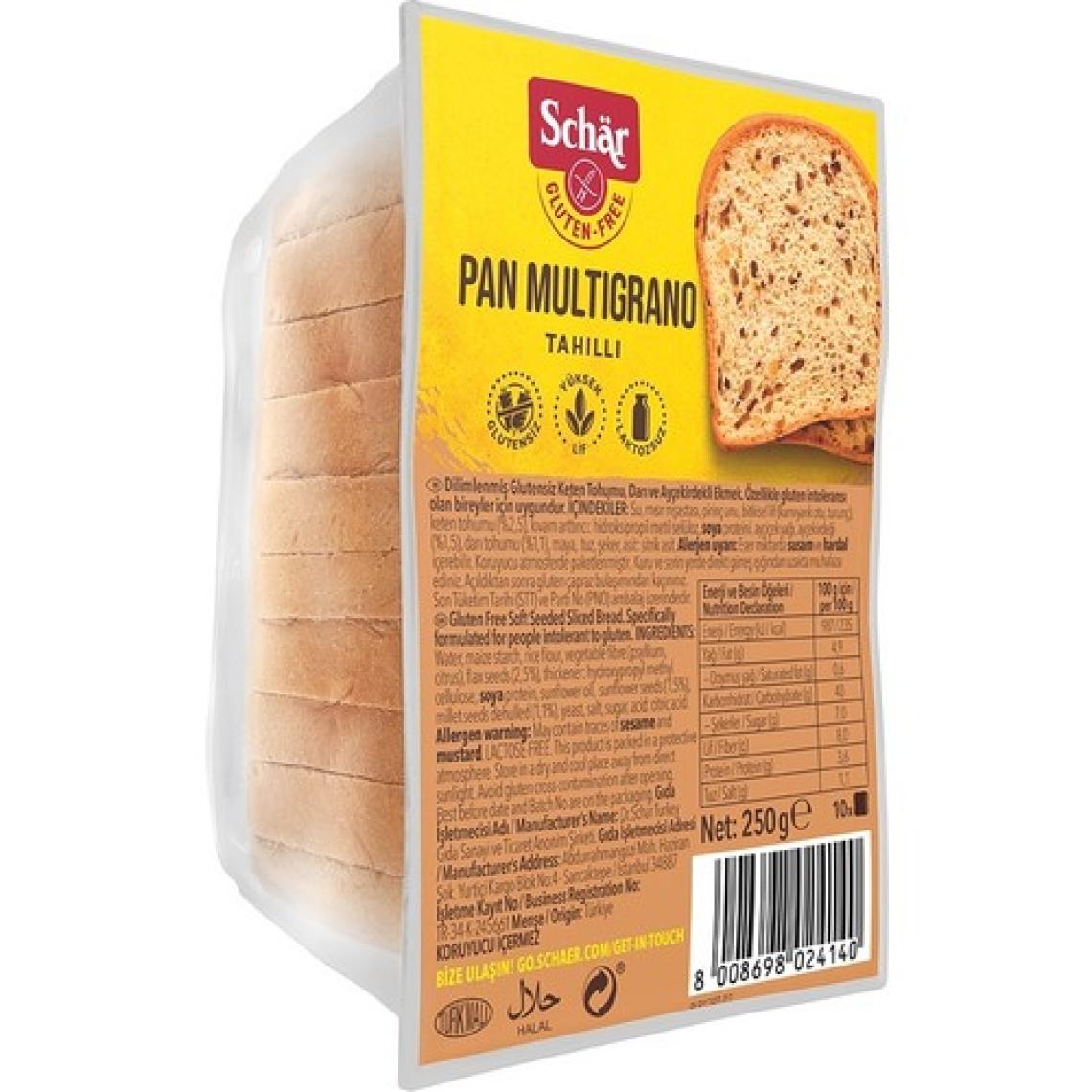 Schar Pan Multigrano Glutensiz Ketenli Ayçekirdekli Ekmek 250 gr (8 Adet)