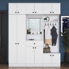 Rani Ea108 Portmanto Çekmeceli Aynalı Askılı Vestiyer Beyaz