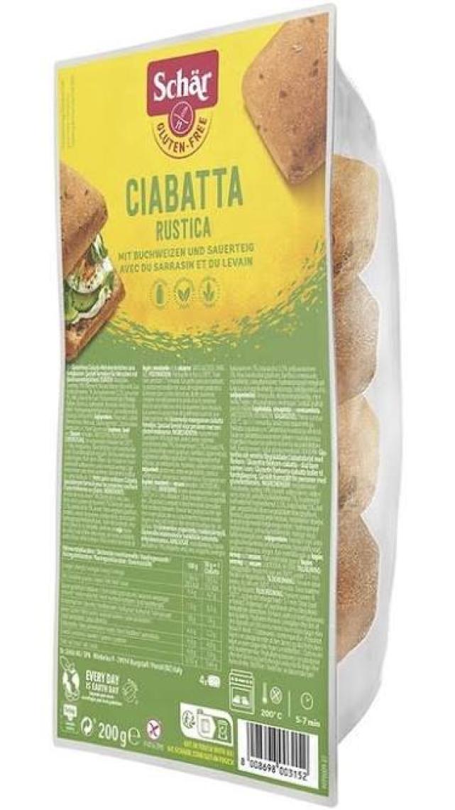 Schar Ciabattine Rustiche Glutensiz Esmer Ekmek 200 gr (6 Adet)