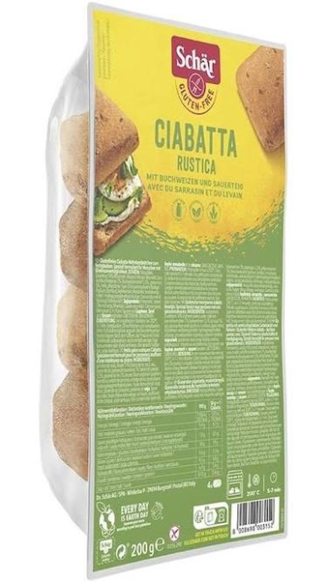 Schar Ciabattine Rustiche Glutensiz Esmer Ekmek 200 gr (6 Adet)