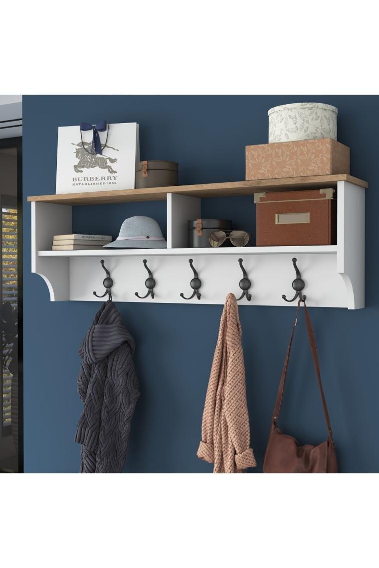 Rani P2 Modern Portmanto Ayakkabılık Ve Duvar Askısı Vestiyer M1 Renk: Beyaz - S. Ceviz