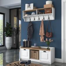 Rani P2 Modern Portmanto Ayakkabılık Ve Duvar Askısı Vestiyer M1 Renk: Beyaz - S. Ceviz