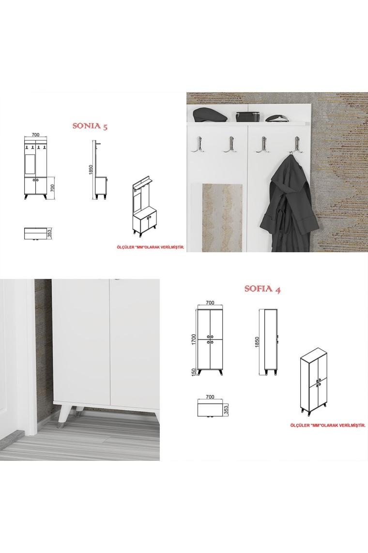 Sonia-5-4 Sn04 Ayakkabılık Vestiyer Portmanto
