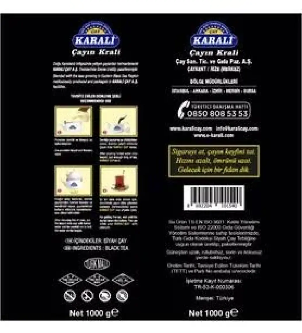 Karali Çay Karadeniz Filiz Dökme Çay 1000 Gr