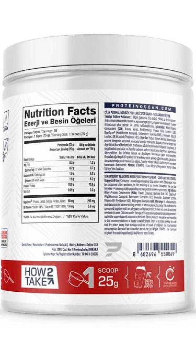 Proteinocean WHEY PROTEİN  Çikolata 400g - 16 servis