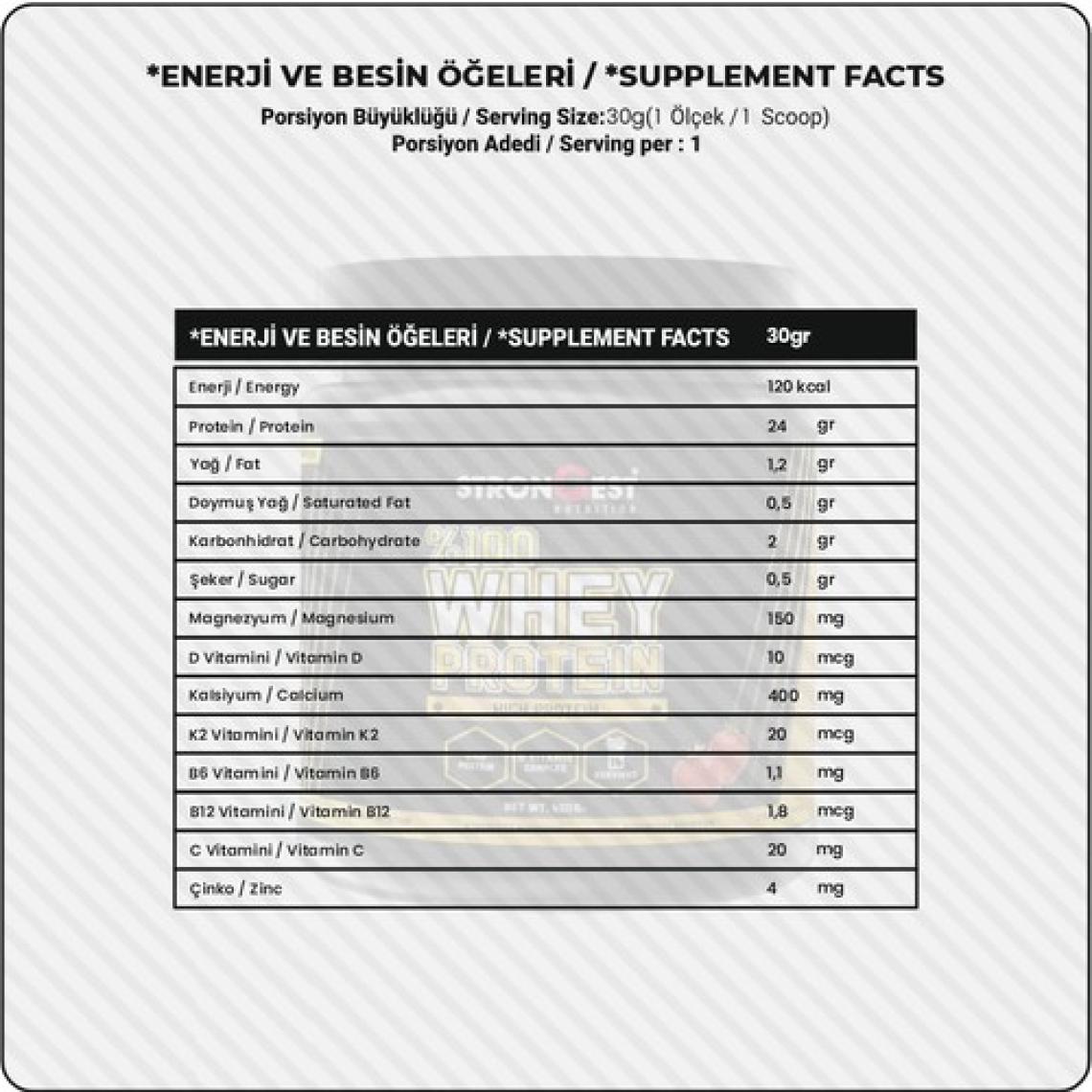 Strongest Whey Protein 420 gr 14 Servis Çilek Aromalı %100 Whey Protein Tozu