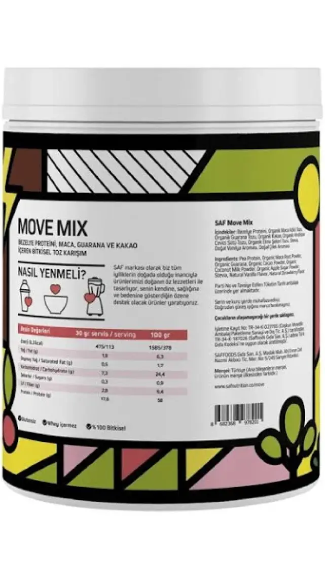 Saf Nutrition Move Mix Vanilya Unisex Protein Tozları SNPM-00001