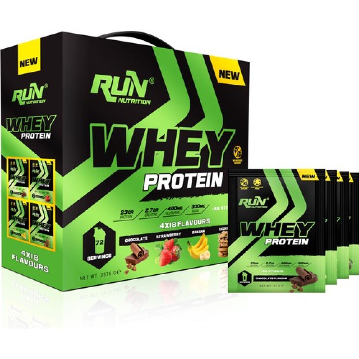 Run Nutrition Whey Protein - 72 Adet - 4 Aromalı - 2376g - Hediyeli