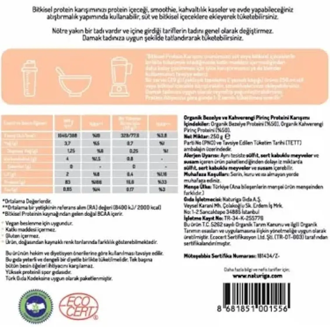 Naturiga Pure Protein Karışımı 250 gr