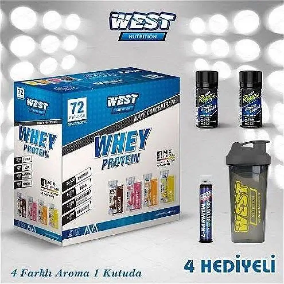 West Nutrition Whey Protein Tozu 72 Şase 2592 gr 4 Aromalı