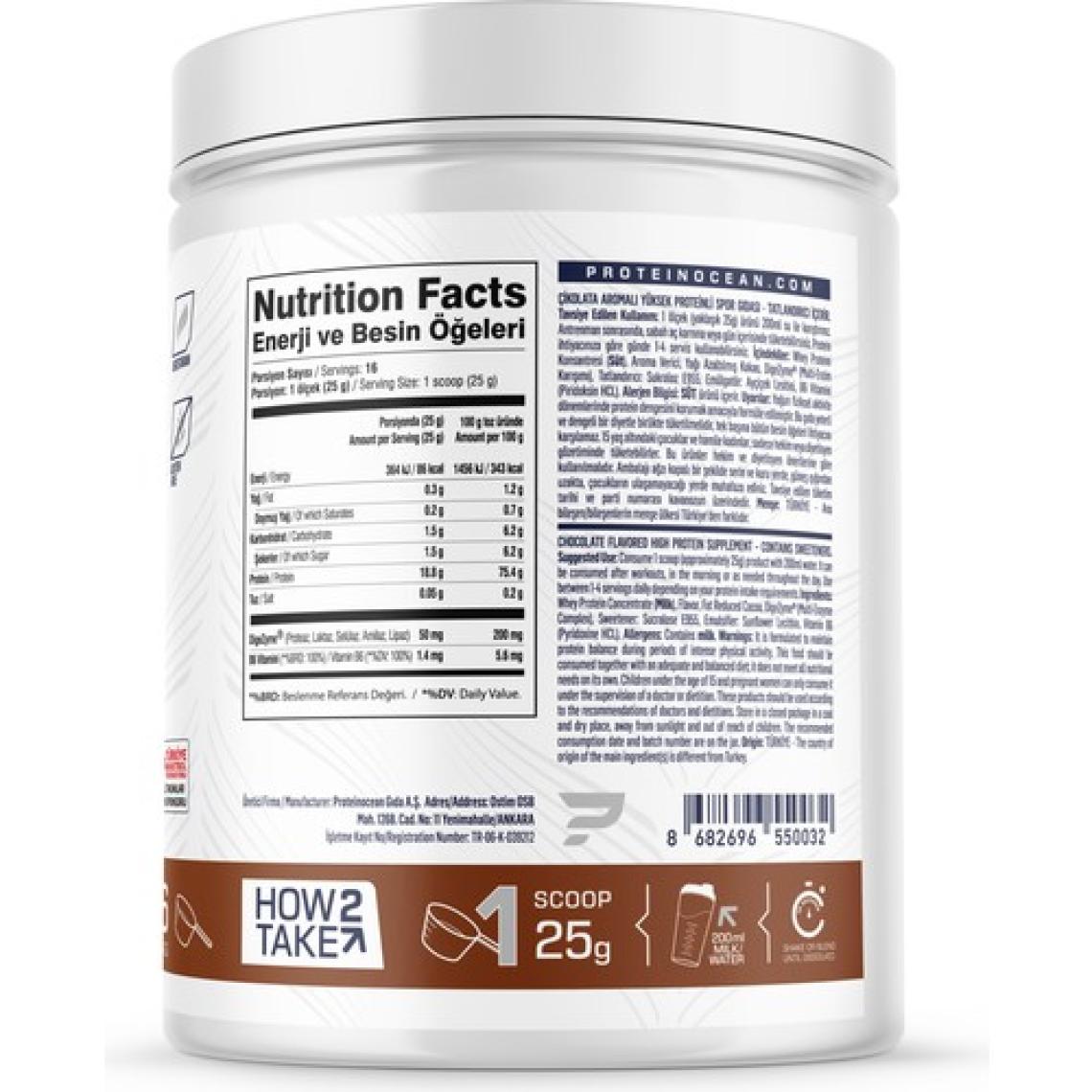 Proteinocean WHEY PROTEİN  Çikolata 400g - 16 servis