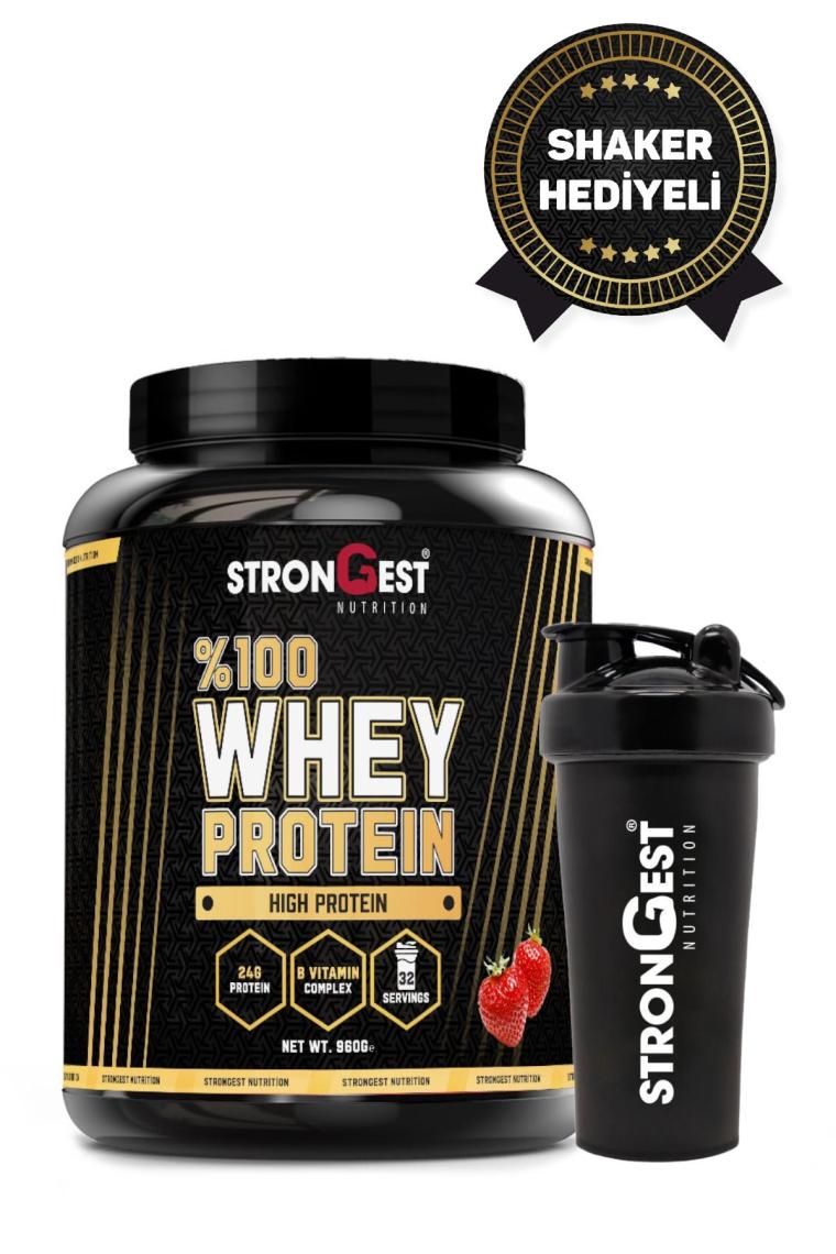 Whey Protein 960 gr 32 Servis Çilek Aromalı Whey Protein Tozu