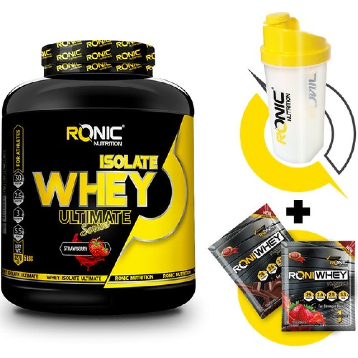 Ronic Nutrition Ultimate Isolate Whey Protein Tozu 2270 gr + Shaker ve 2 Adet Tek Kullanımlık Whey Protein