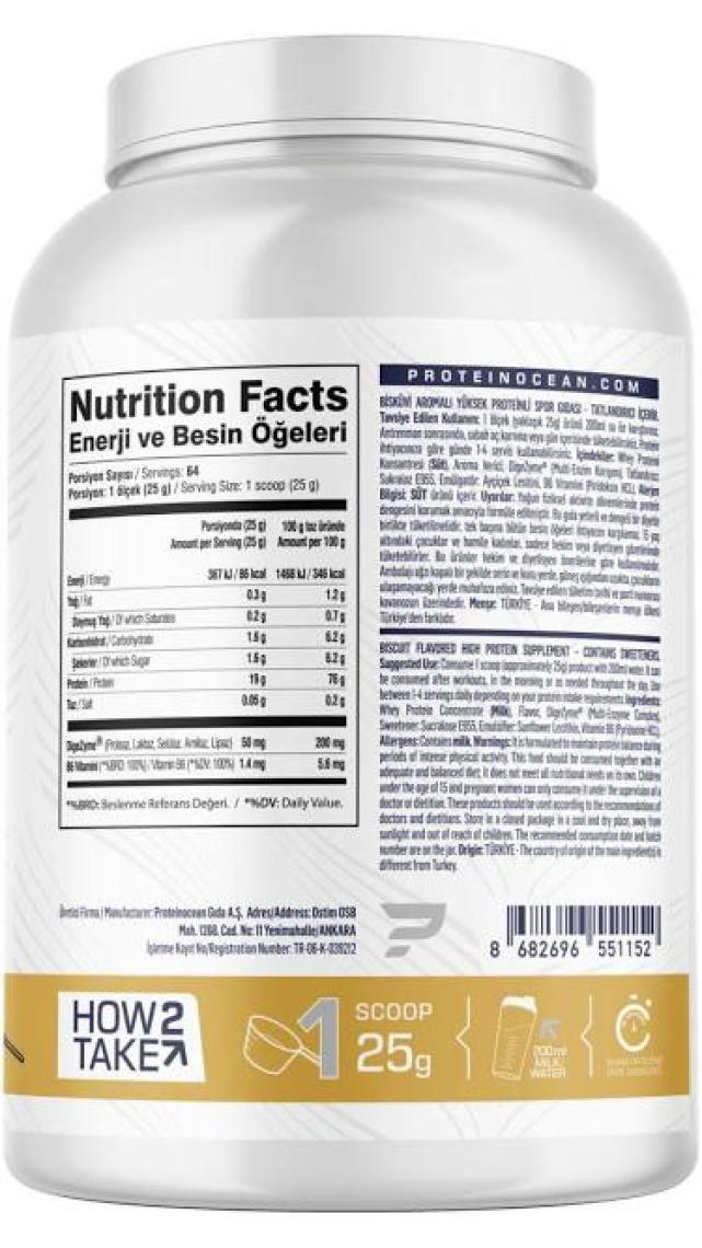 Proteinocean WHEY PROTEİN Bisküvi - 1.6kg - 64 servis