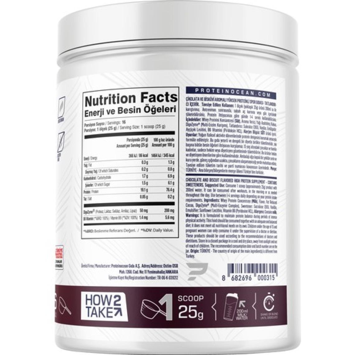 Proteinocean Whey Protein Cookie & Cream - 400 gr 16 Servis