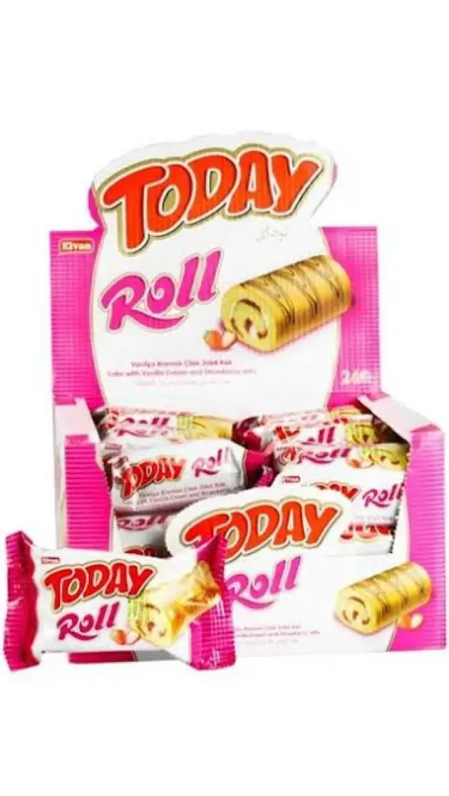 Elvan Today Swiss Roll Çilek Kremalı Kek 35 gr 24 Adet (1 Kutu)