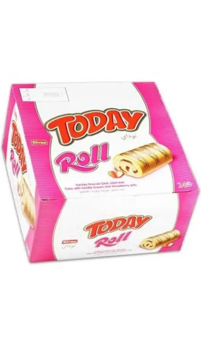 Elvan Today Swiss Roll Çilek Kremalı Kek 35 gr 24 Adet (1 Kutu)