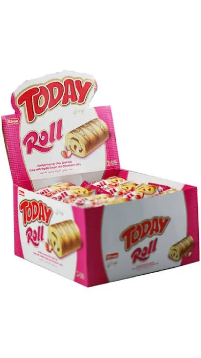 Elvan Today Swiss Roll Çilek Kremalı Kek 35 gr 24 Adet (1 Kutu)