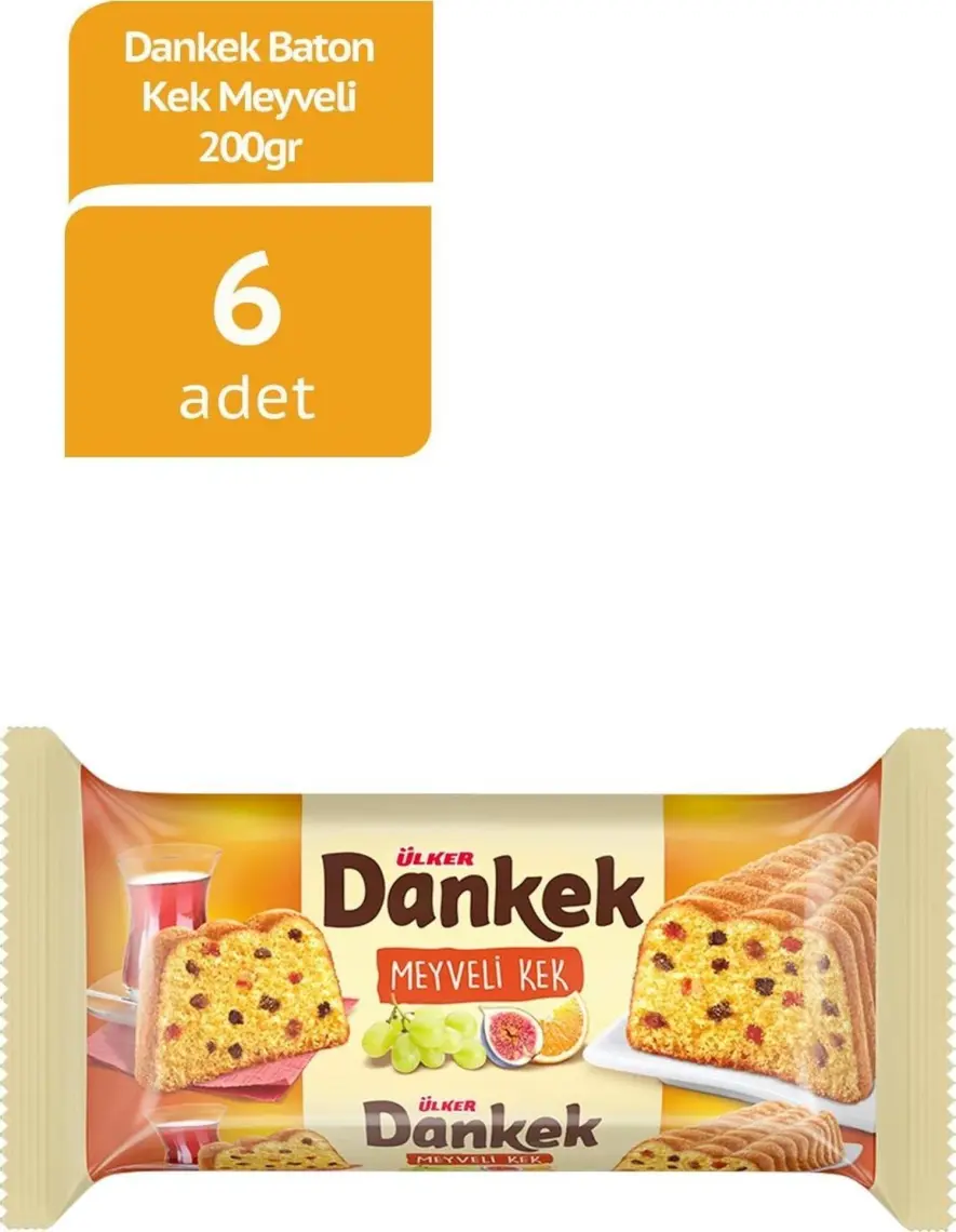 Ülker Dankek Meyveli Baton Kek 200 gr x 6 Adet