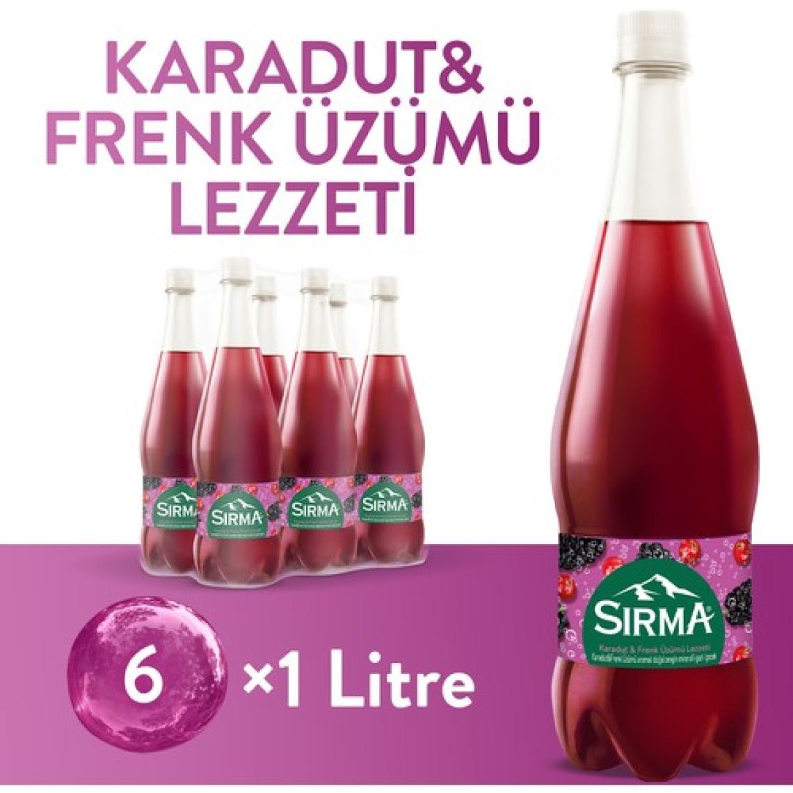 Sırma B Vitaminli Karadut & Frenk Üzümü Aromalı Maden Suyu 1 L X6 Adet