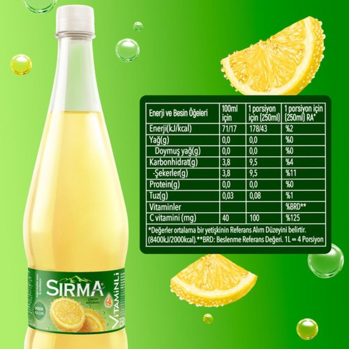 Sırma C Vitaminli Limon Aromalı Maden Suyu 1 L X6 Adet