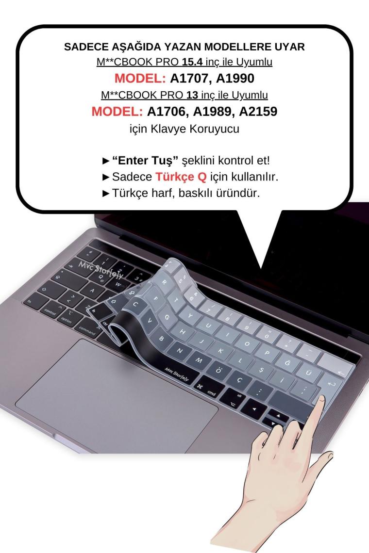 Macbook Pro Uyumlu Klavye Koruyucu TouchBar A1706 1989 2159 A1707 1990 Türkçe Ombre