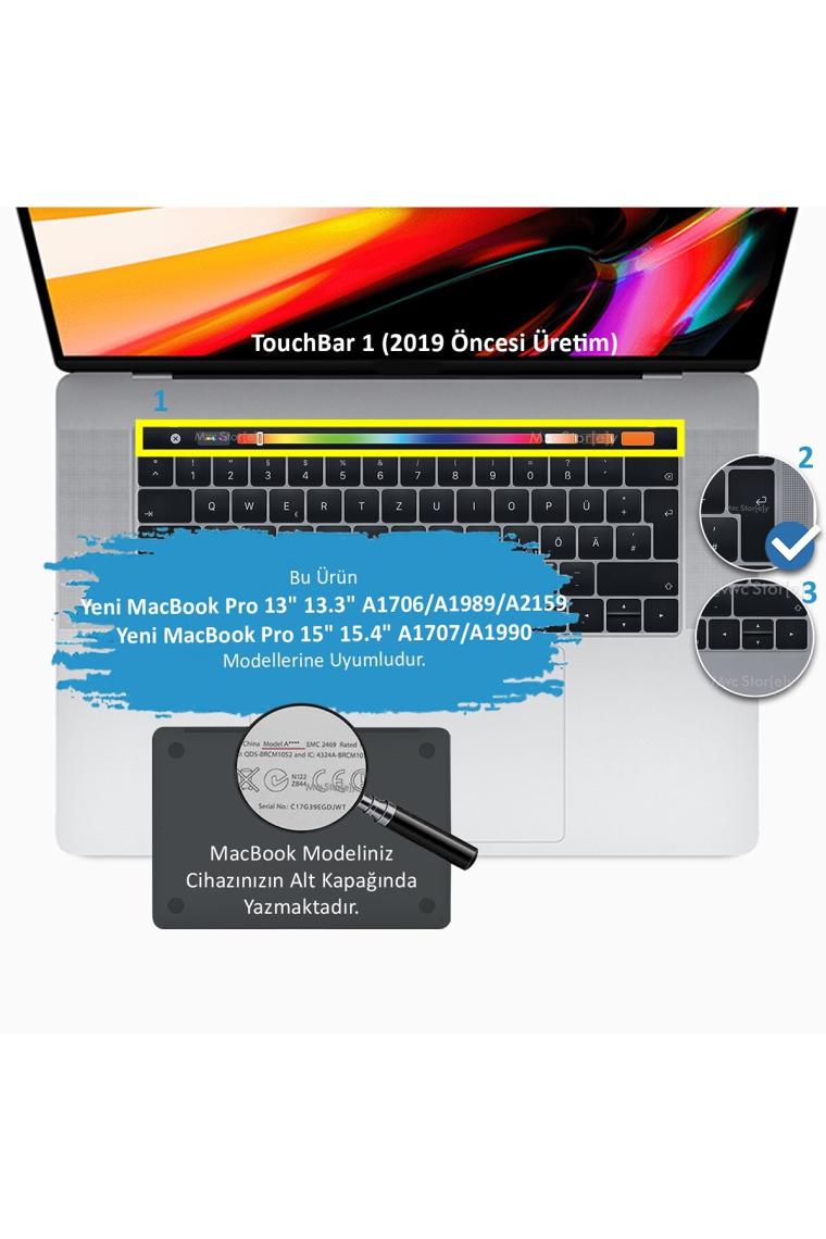 Macbook Pro Uyumlu Klavye Koruyucu TouchBar A1706 1989 2159 A1707 1990 Türkçe Ombre
