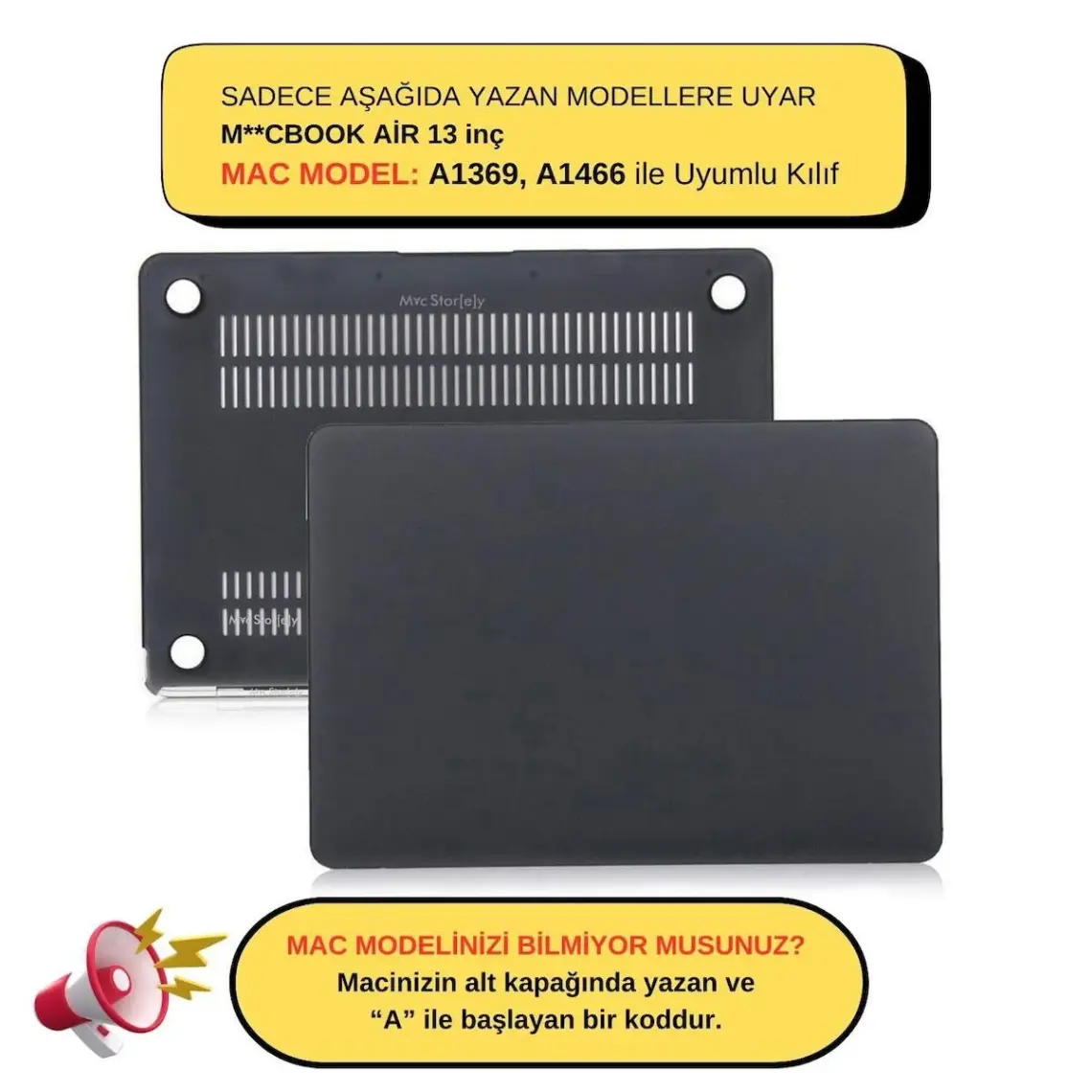McStorey MacBook Air Kılıfı Macbook Air 13inç Mat (Eski USB'li Model 2010-2017) A1369 A1466 ile Uyumlu