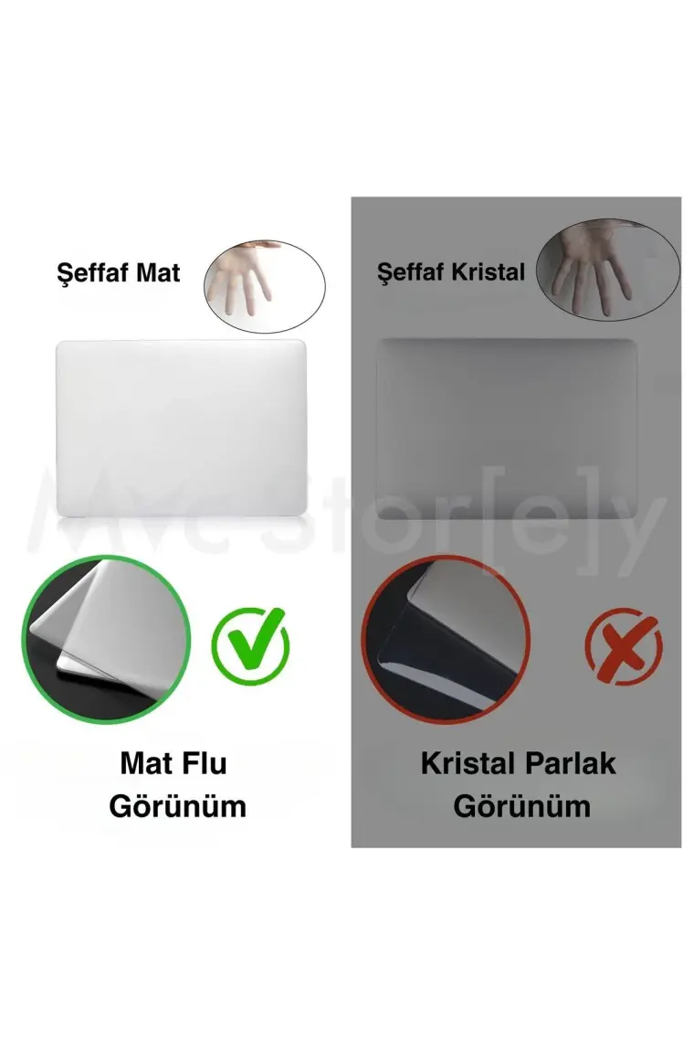 McStorey Macbook Air M2-M3 Kılıf 13.6 inç Mat Flu Kılıf (TouchID'li Air M2-M3) A2681 A3113 ile Uyumlu