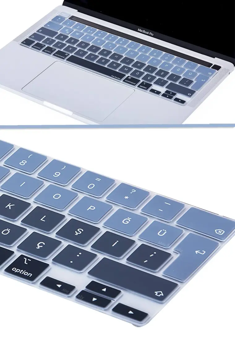 McStorey Macbook Pro Klavye Kılıfı 13inç M1-M2 Türkçe Q Baskı A2338 2289 2251 A2141 ile Uyumlu Ombre