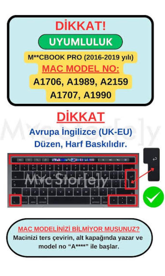 McStorey Macbook Pro Klavye Koruyucu UK(EU) İngilizce Baskı A1706 A1989 A2159 A1707 A1990 Uyumlu