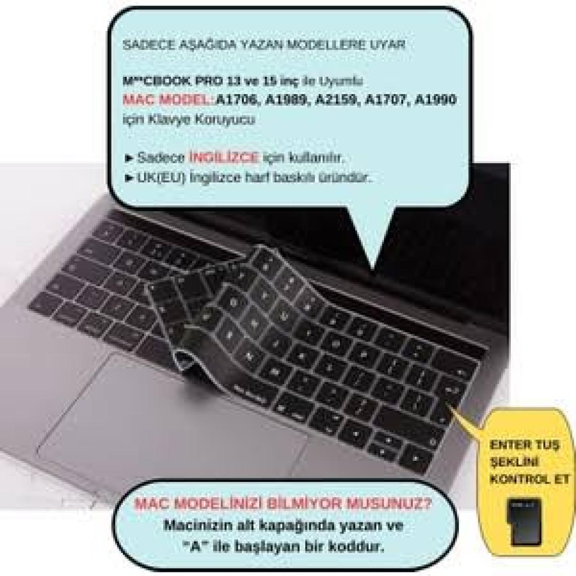 McStorey Macbook Pro Klavye Koruyucu UK(EU) İngilizce Baskı A1706 A1989 A2159 A1707 A1990 Uyumlu