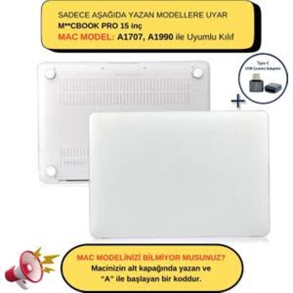 Macbook Pro Kılıf 15 Inç A1707 A1990 ile Uyumlu Mat Şeffaf