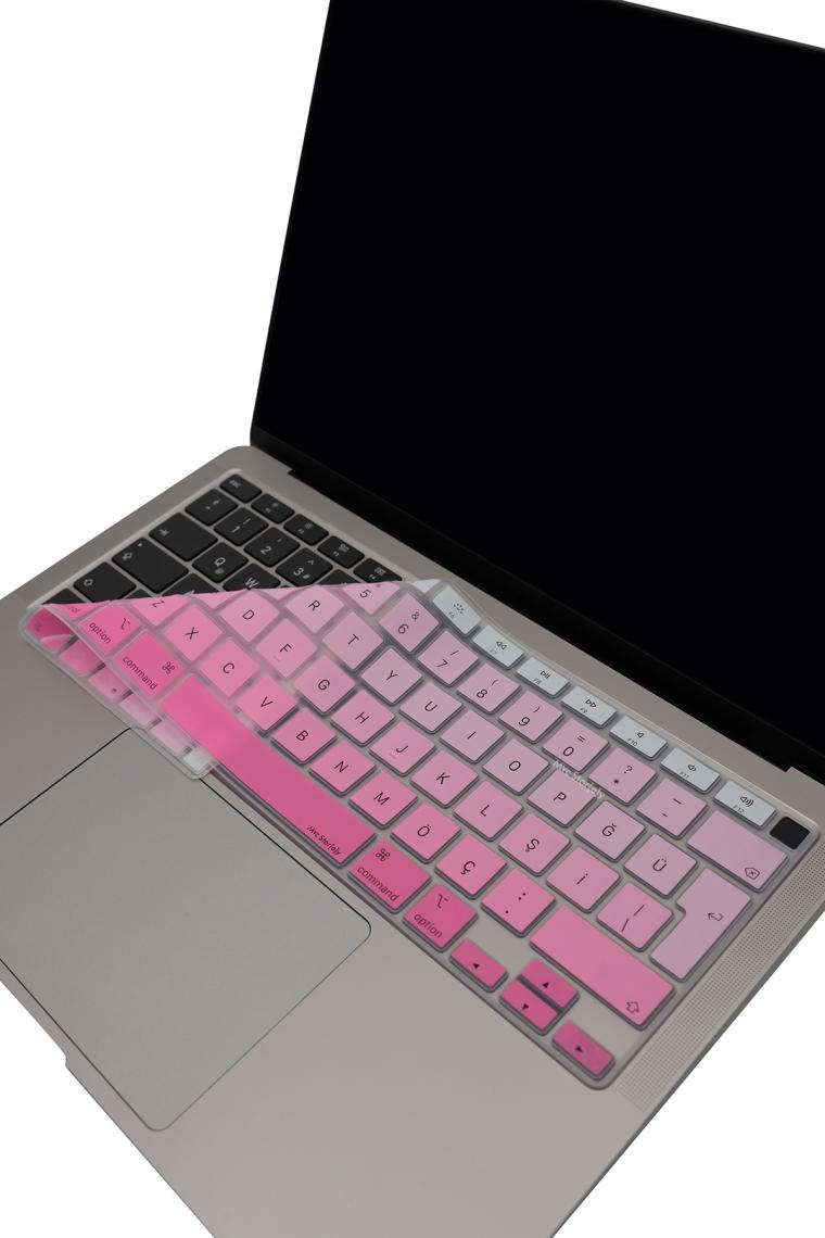 Macbook Air M1 ile Uyumlu Klavye Koruyucu TouchID A2179 A2337 Türkçe Baskı Gradient