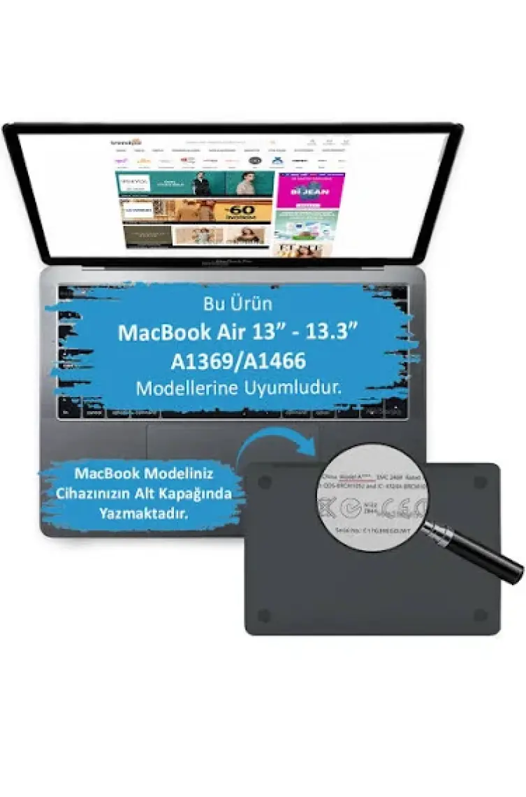 McStorey Macbook Air Kılıf 13 inç Parlak Kristal (Eski USB'li Model 2010-2017) A1369 A1466 ile Uyumlu