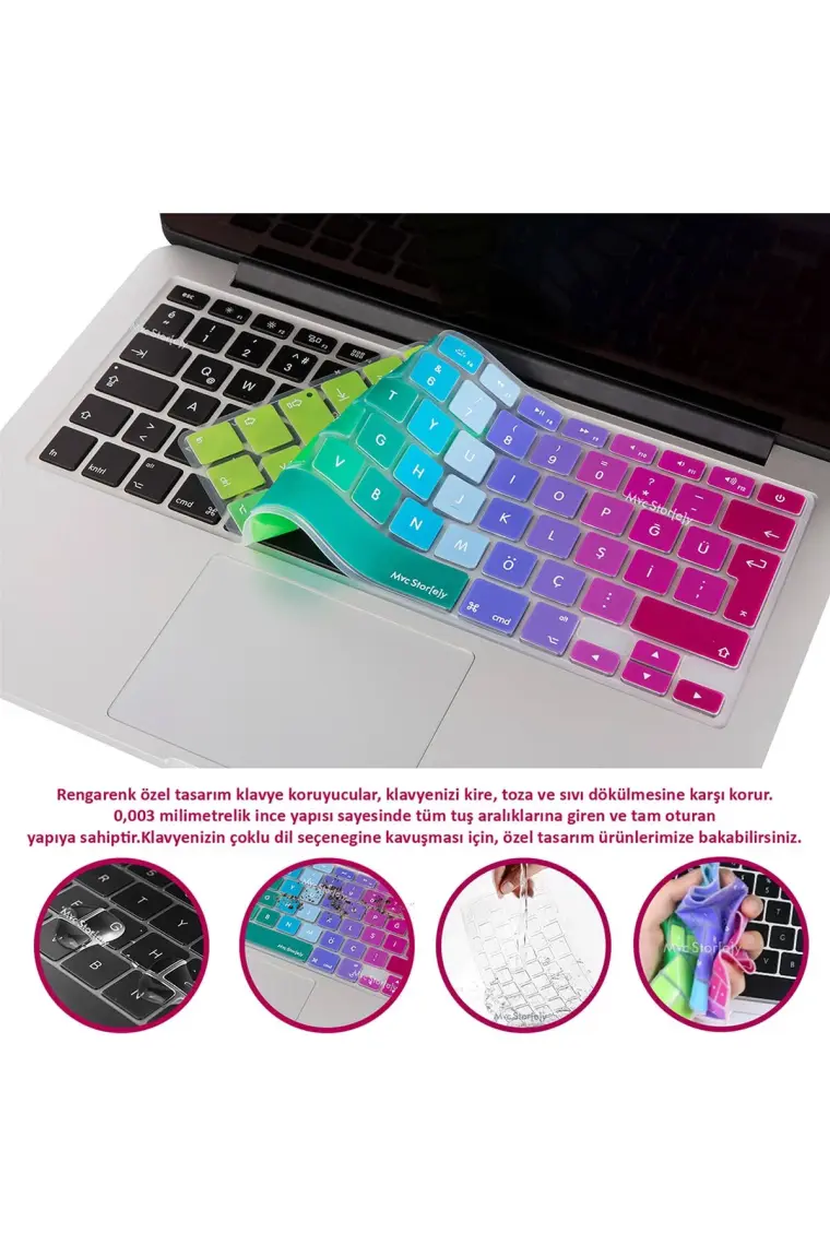 McStorey Macbook Air M1 Klavye Kılıfı Türkçe Q Baskı A2179 A2337 ile Uyumlu