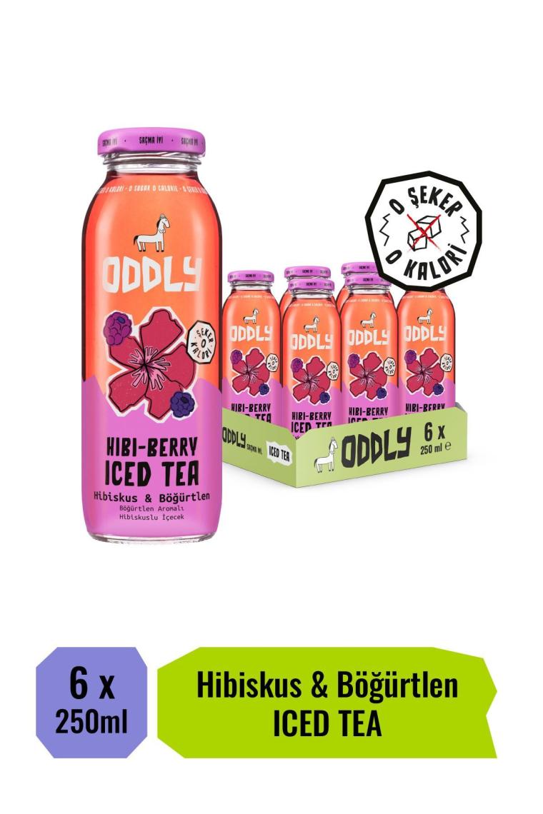 ODDLY Hıbıberry Soğuk Çay Cam Hibiscus Böğürtlen 250 ml x 6 Adet