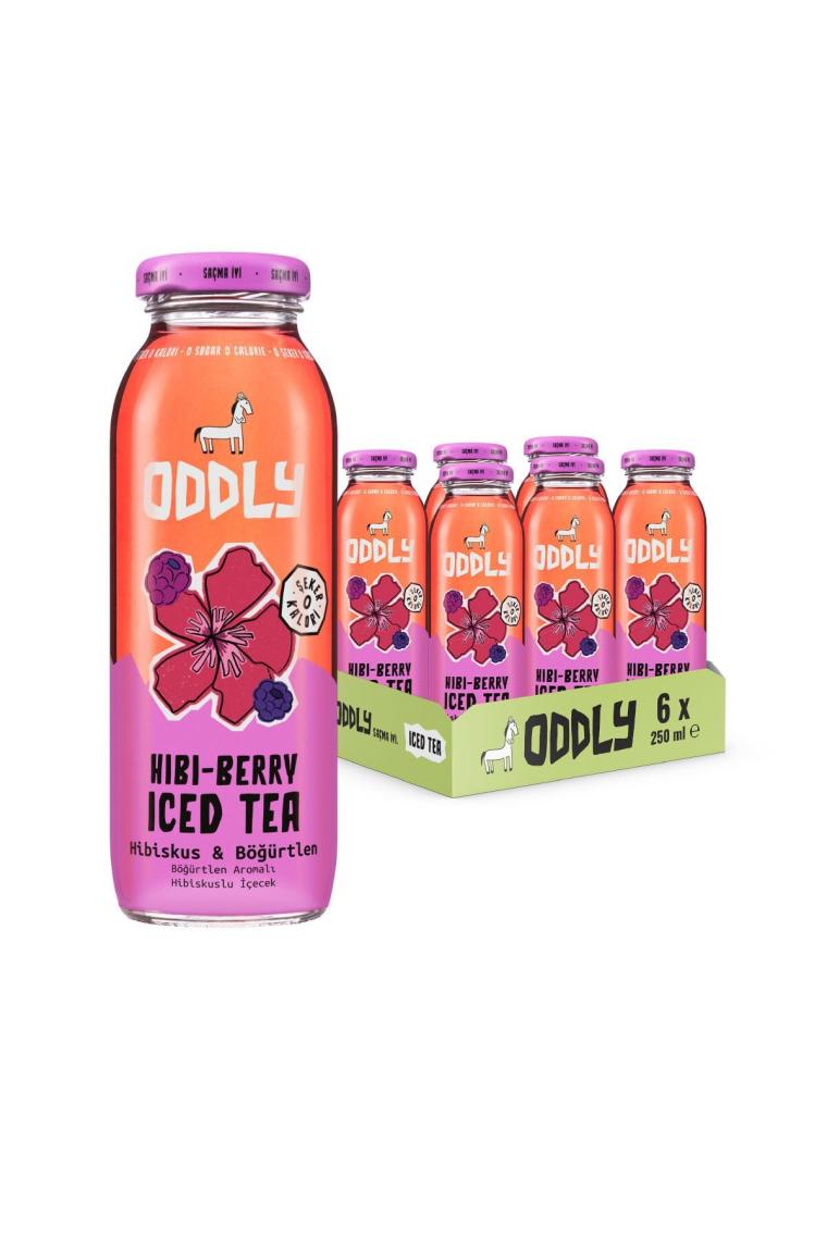 ODDLY Hıbıberry Soğuk Çay Cam Hibiscus Böğürtlen 250 ml x 6 Adet