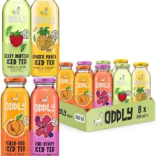 ODDLY Saçma İyi Soğuk Çay Dörtlüsü (Peach-Rooi, Hibi-Berry, Ginger-Punch, Berry- Matcha) Cam 250 ml 8 Adet