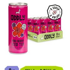 ODDLY Hıbıberry Soğuk Çay Kutu Hibiscus Böğürtlen 250 ml x 8 Adet