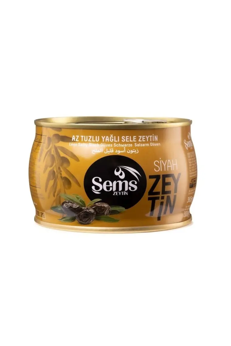 Ahsaf Şems Yağlı Siyah Sele Zeytin 300 Gr 201-230 Kalibre